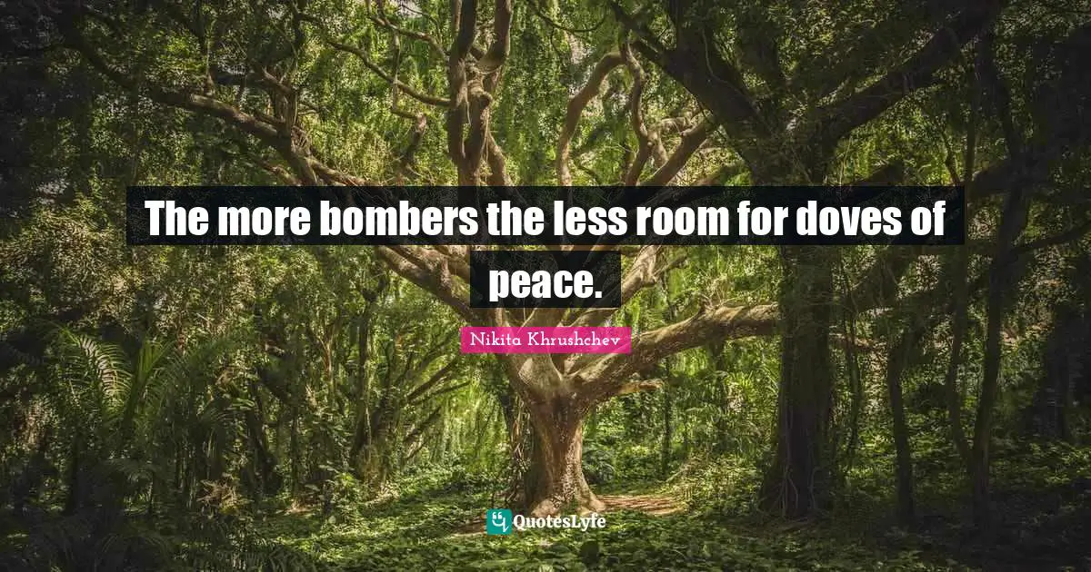 The more bombers the less room for doves of peace.