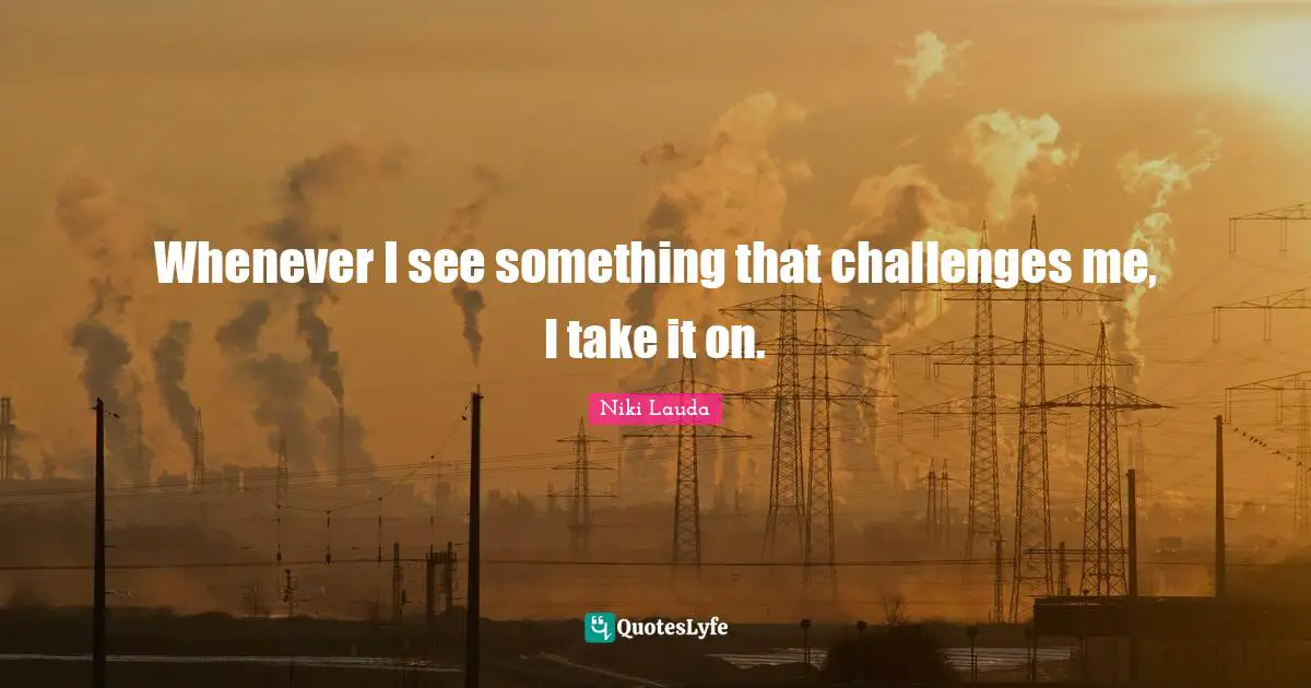 Niki Lauda Quotes: "Whenever I see something that challenges me, I take it on."