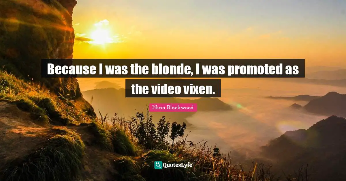 Because I was the blonde, I was promoted as the video vixen.