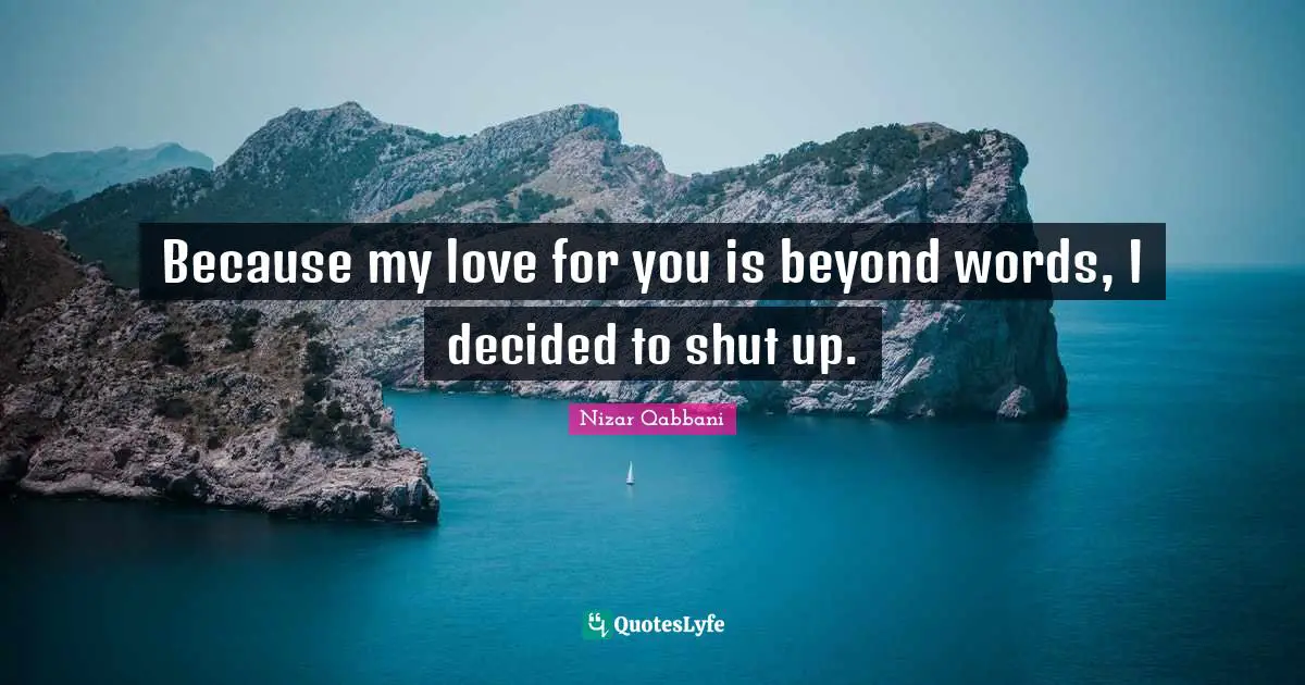 Decided Quotes: "Because my love for you is beyond words, I decided to shut up."