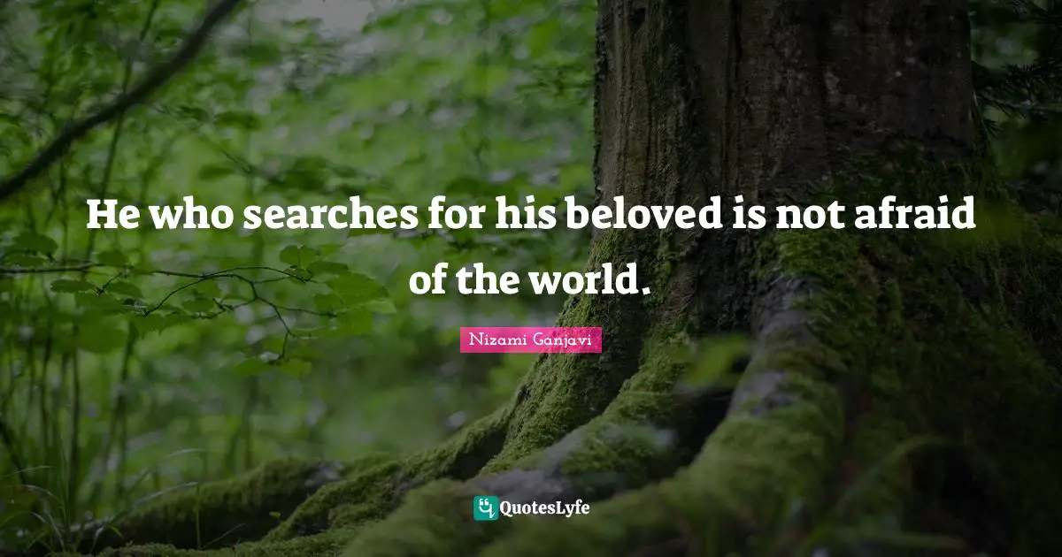 Not Afraid Quotes: "He who searches for his beloved is not afraid of the world."