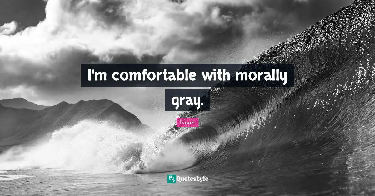 I'm comfortable with morally gray.