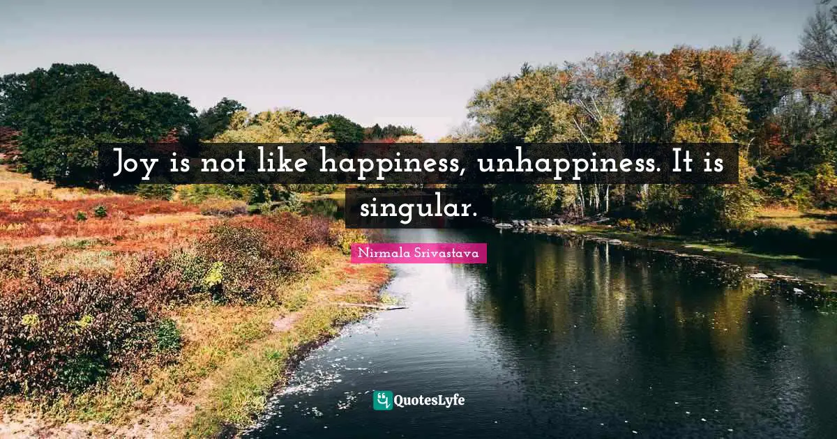Joy is not like happiness, unhappiness. It is singular.
