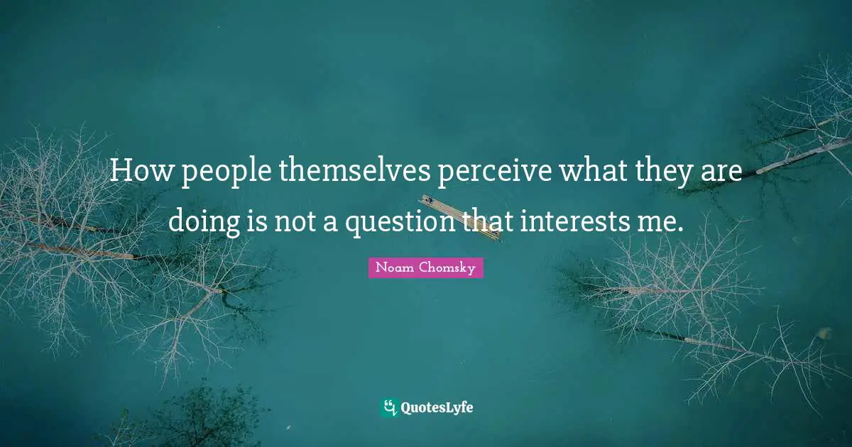 How people themselves perceive what they are doing is not a question that interests me.