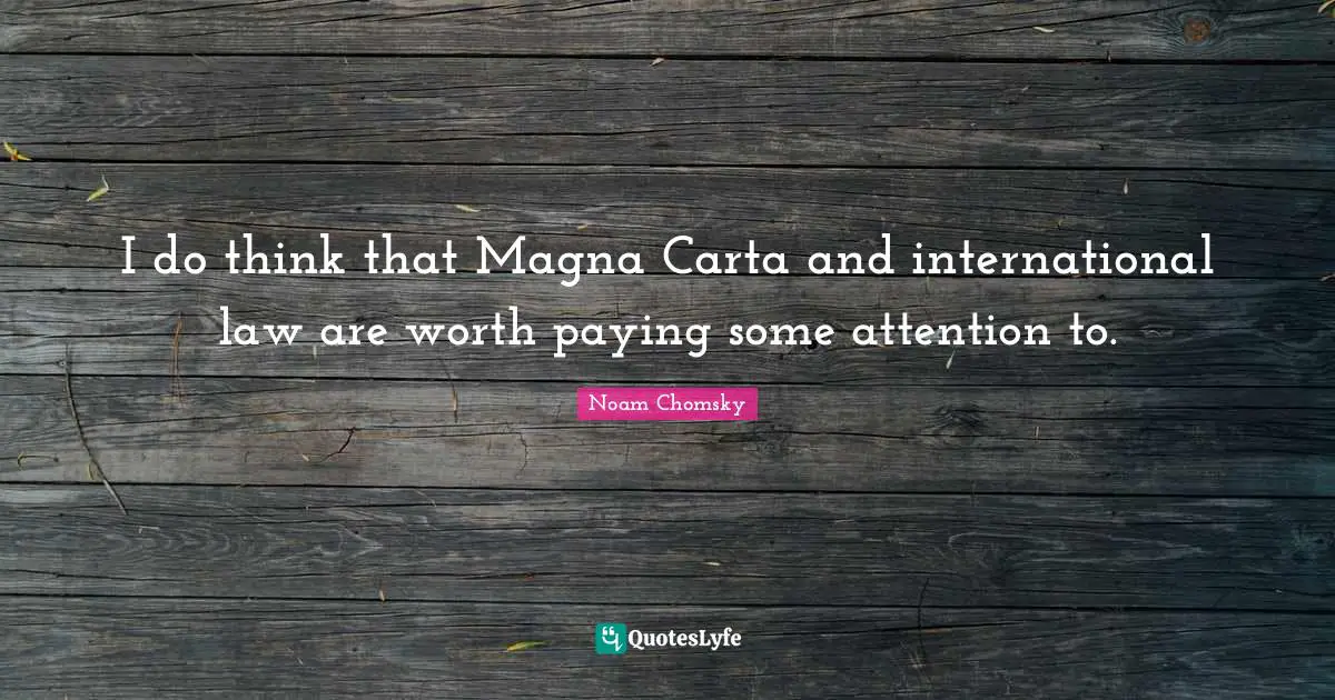I do think that Magna Carta and international law are worth paying some attention to.