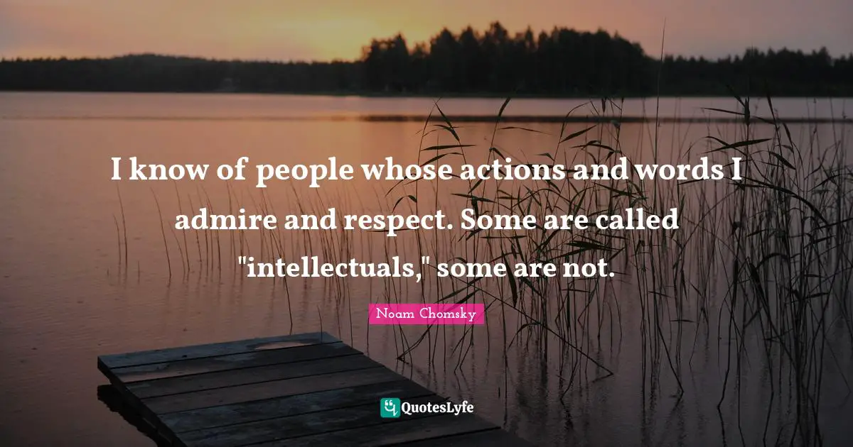 I know of people whose actions and words I admire and respect. Some are called "intellectuals," some are not.