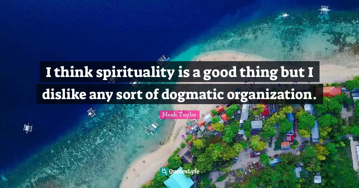 I think spirituality is a good thing but I dislike any sort of dogmatic organization.