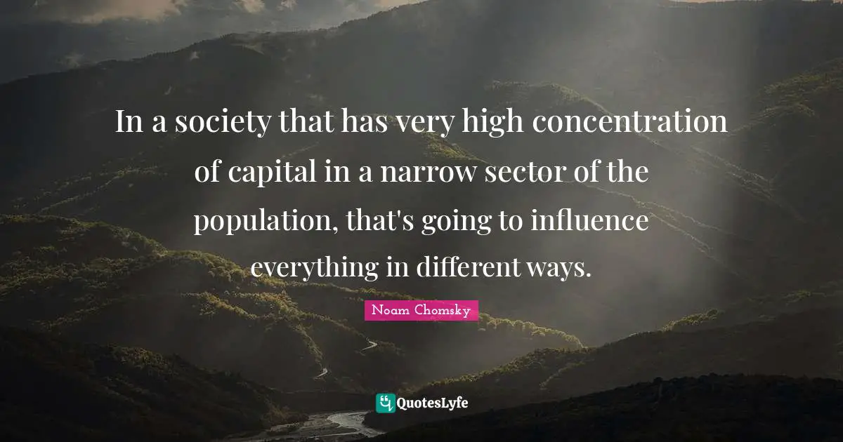 In a society that has very high concentration of capital in a narrow sector of the population, that's going to influence everything in different ways.