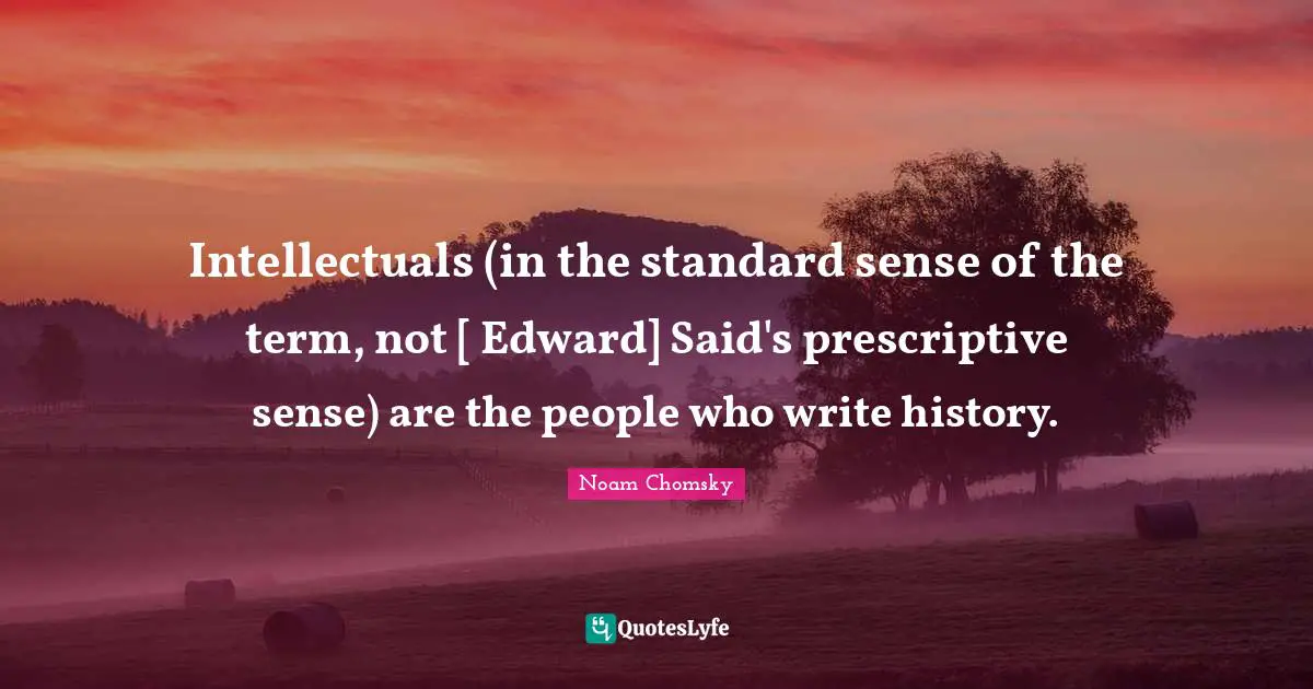 Intellectuals (in the standard sense of the term, not [ Edward] Said's prescriptive sense) are the people who write history.