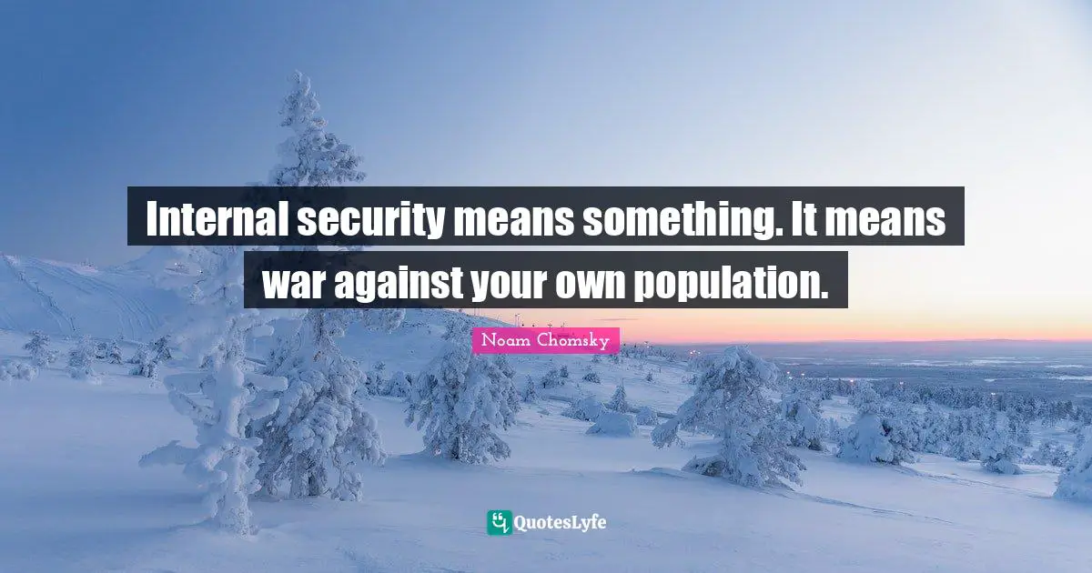 Internal security means something. It means war against your own population.