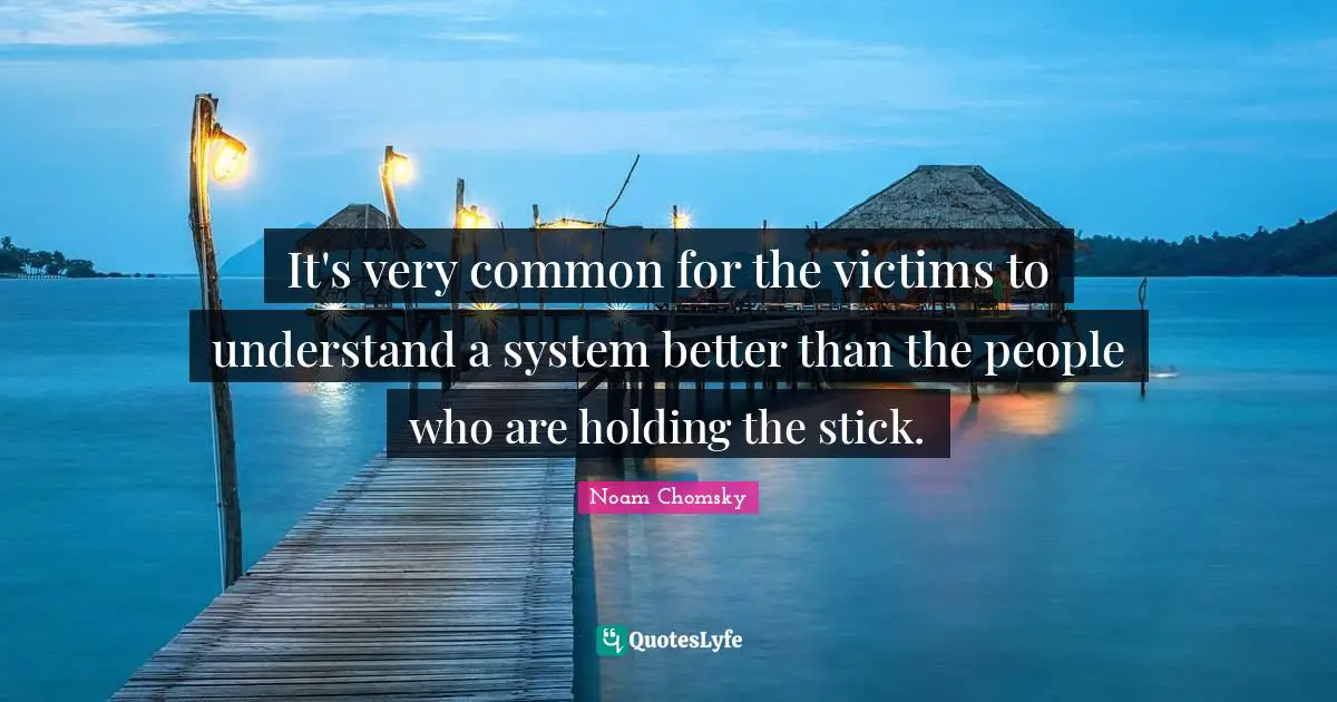 It's very common for the victims to understand a system better than the people who are holding the stick.