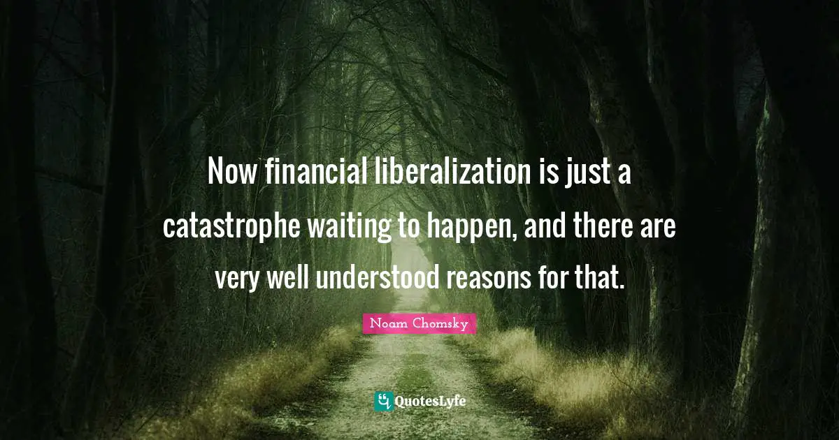 Now financial liberalization is just a catastrophe waiting to happen, and there are very well understood reasons for that.