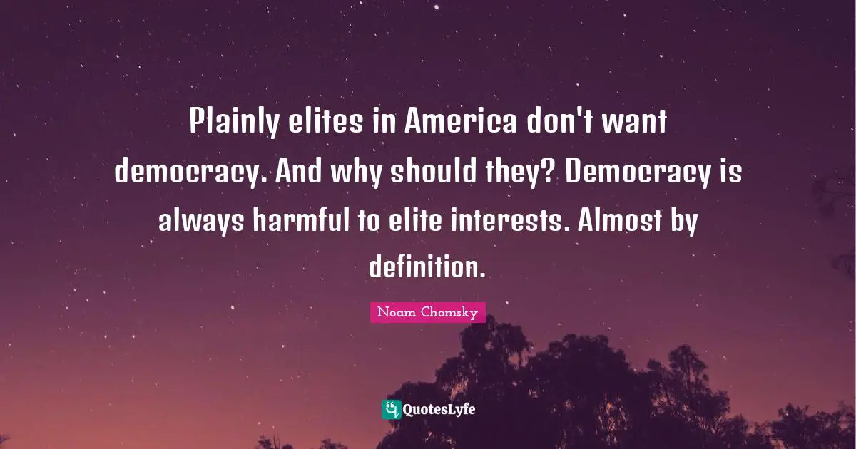 Plainly elites in America don't want democracy. And why should they? Democracy is always harmful to elite interests. Almost by definition.