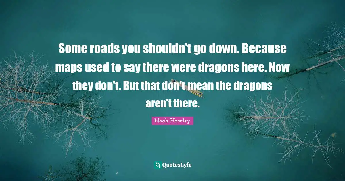Some roads you shouldn't go down. Because maps used to say there were dragons here. Now they don't. But that don't mean the dragons aren't there.