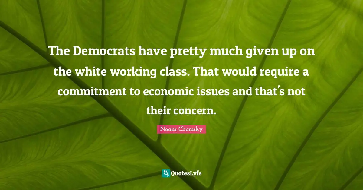 The Democrats have pretty much given up on the white working class. That would require a commitment to economic issues and that's not their concern.