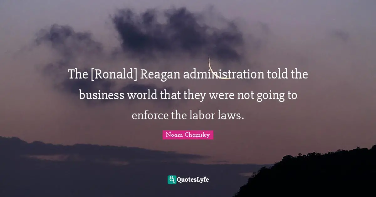 The [Ronald] Reagan administration told the business world that they were not going to enforce the labor laws.