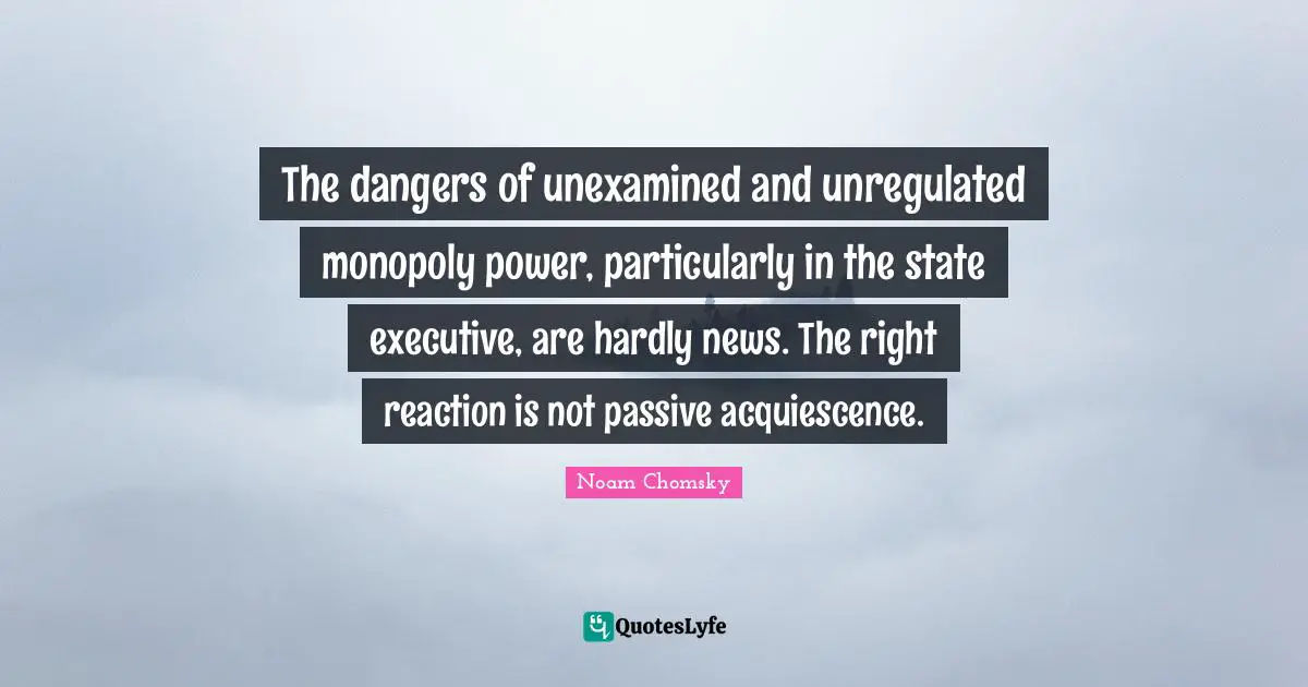 The dangers of unexamined and unregulated monopoly power, particularly in the state executive, are hardly news. The right reaction is not passive acquiescence.