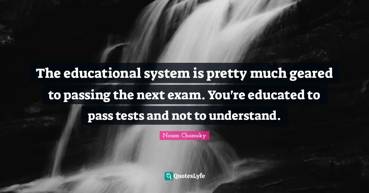 The educational system is pretty much geared to passing the next exam. You're educated to pass tests and not to understand.