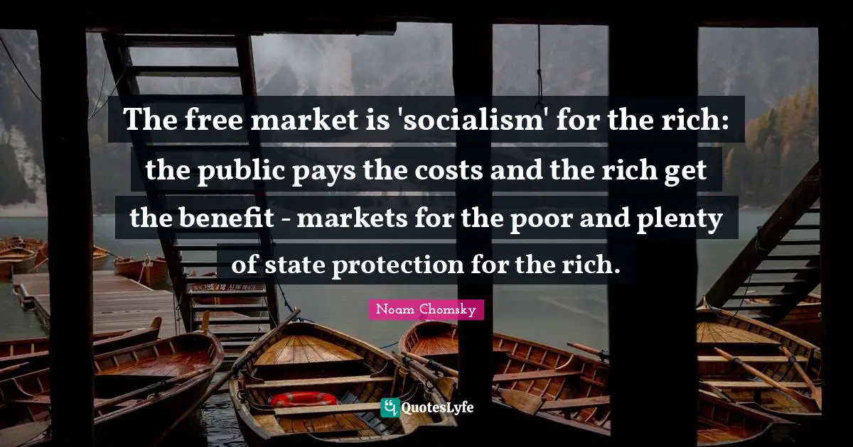 The free market is 'socialism' for the rich: the public pays the costs and the rich get the benefit - markets for the poor and plenty of state protection for the rich.