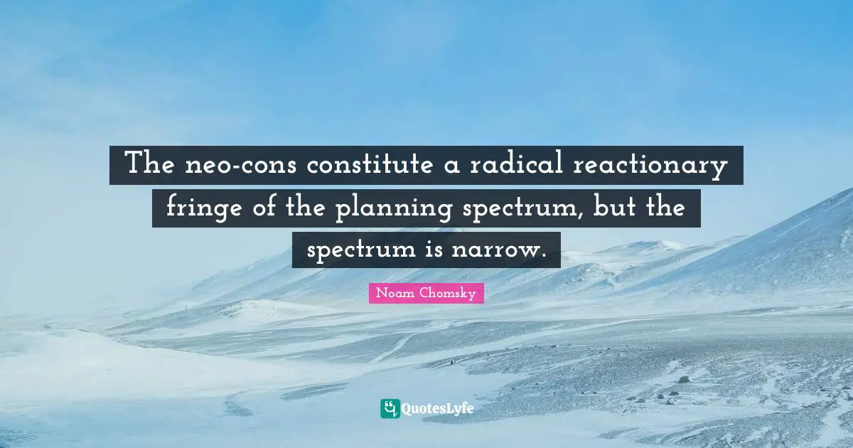 The neo-cons constitute a radical reactionary fringe of the planning spectrum, but the spectrum is narrow.