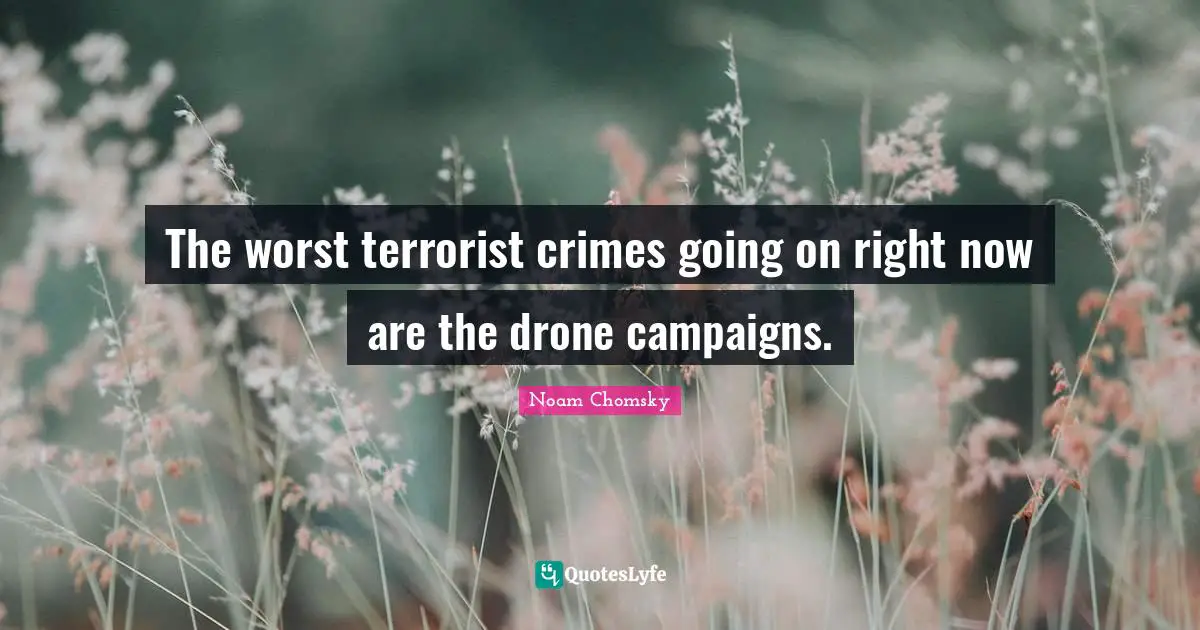 Drones Quotes: "The worst terrorist crimes going on right now are the drone campaigns."