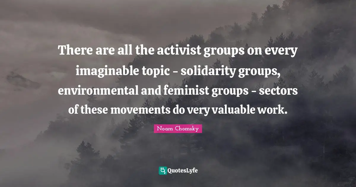 There are all the activist groups on every imaginable topic - solidarity groups, environmental and feminist groups - sectors of these movements do very valuable work.