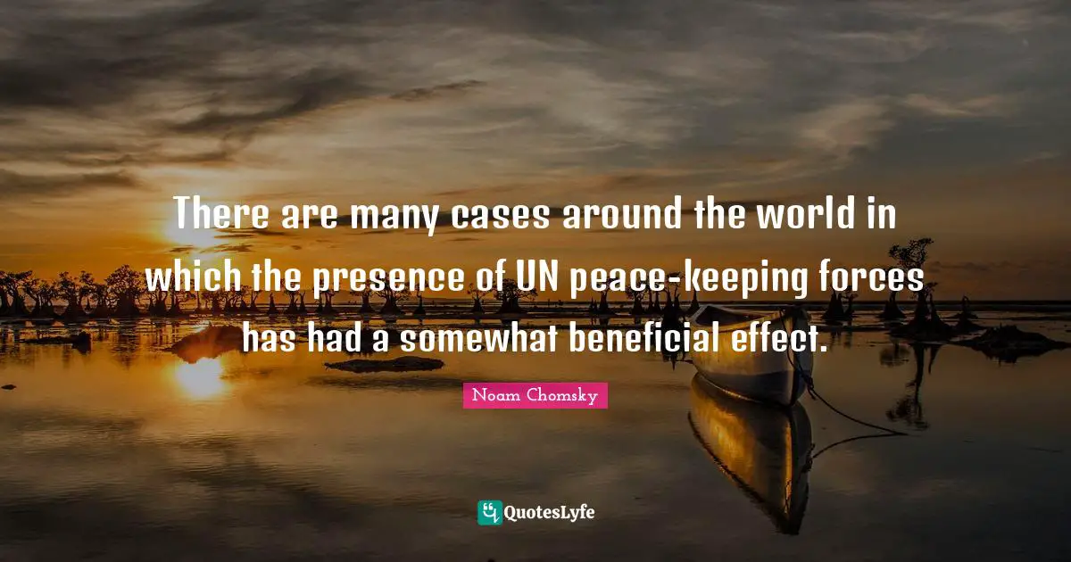 There are many cases around the world in which the presence of UN peace-keeping forces has had a somewhat beneficial effect.