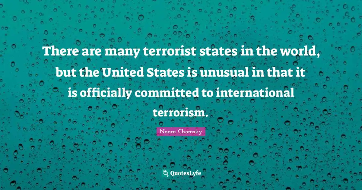 There are many terrorist states in the world, but the United States is unusual in that it is officially committed to international terrorism.