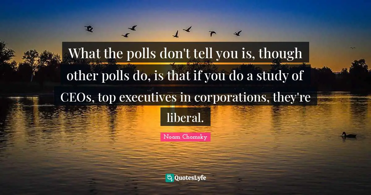 What the polls don't tell you is, though other polls do, is that if you do a study of CEOs, top executives in corporations, they're liberal.