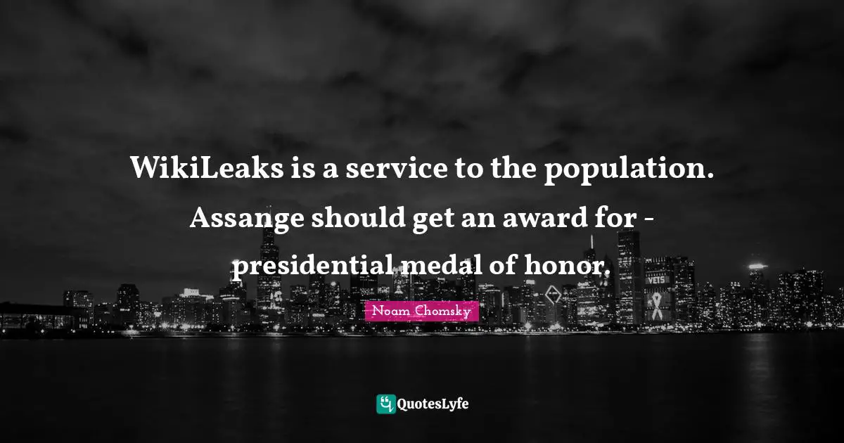 WikiLeaks is a service to the population. Assange should get an award for - presidential medal of honor.