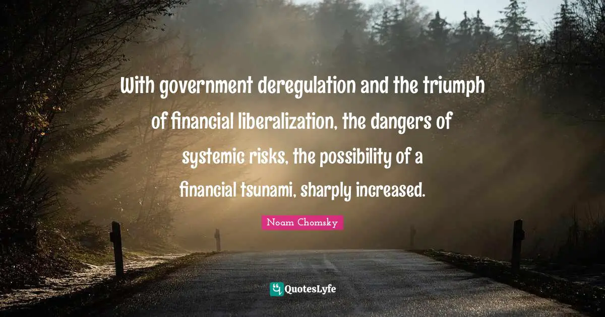 Tsunami Quotes: "With government deregulation and the triumph of financial liberalization, the dangers of systemic risks, the possibility of a financial tsunami, sharply increased."