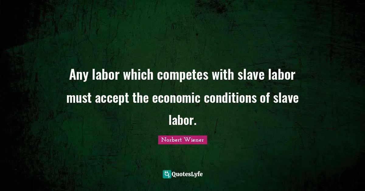 Any labor which competes with slave labor must accept the economic conditions of slave labor.