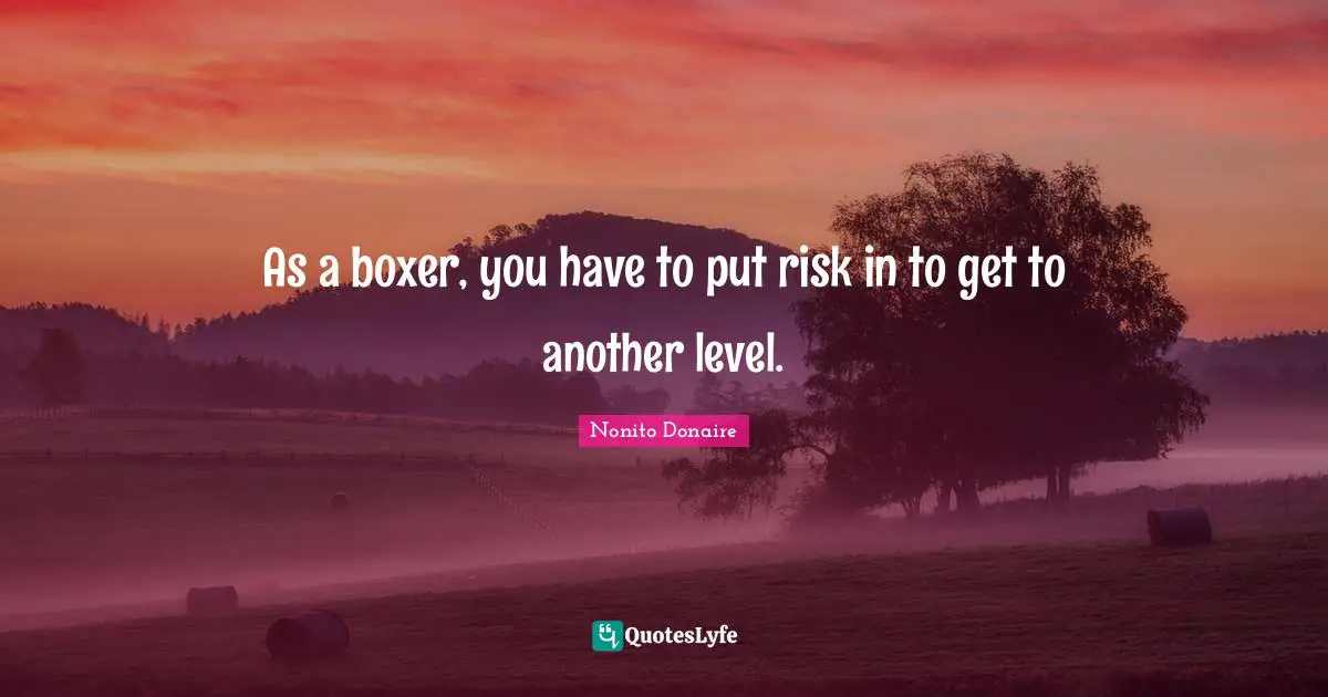 As a boxer, you have to put risk in to get to another level.