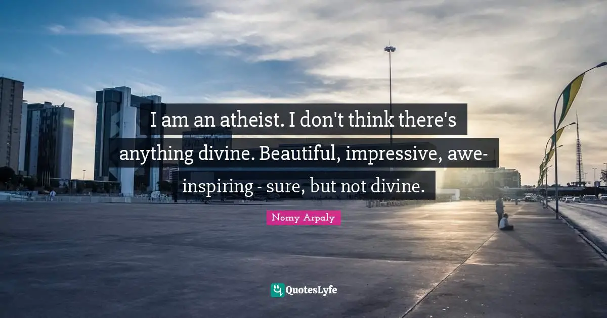 I am an atheist. I don't think there's anything divine. Beautiful, impressive, awe-inspiring - sure, but not divine.