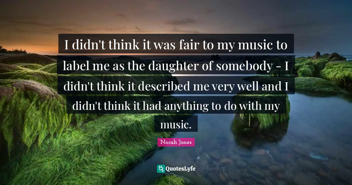 I didn't think it was fair to my music to label me as the daughter of somebody - I didn't think it described me very well and I didn't think it had anything to do with my music.