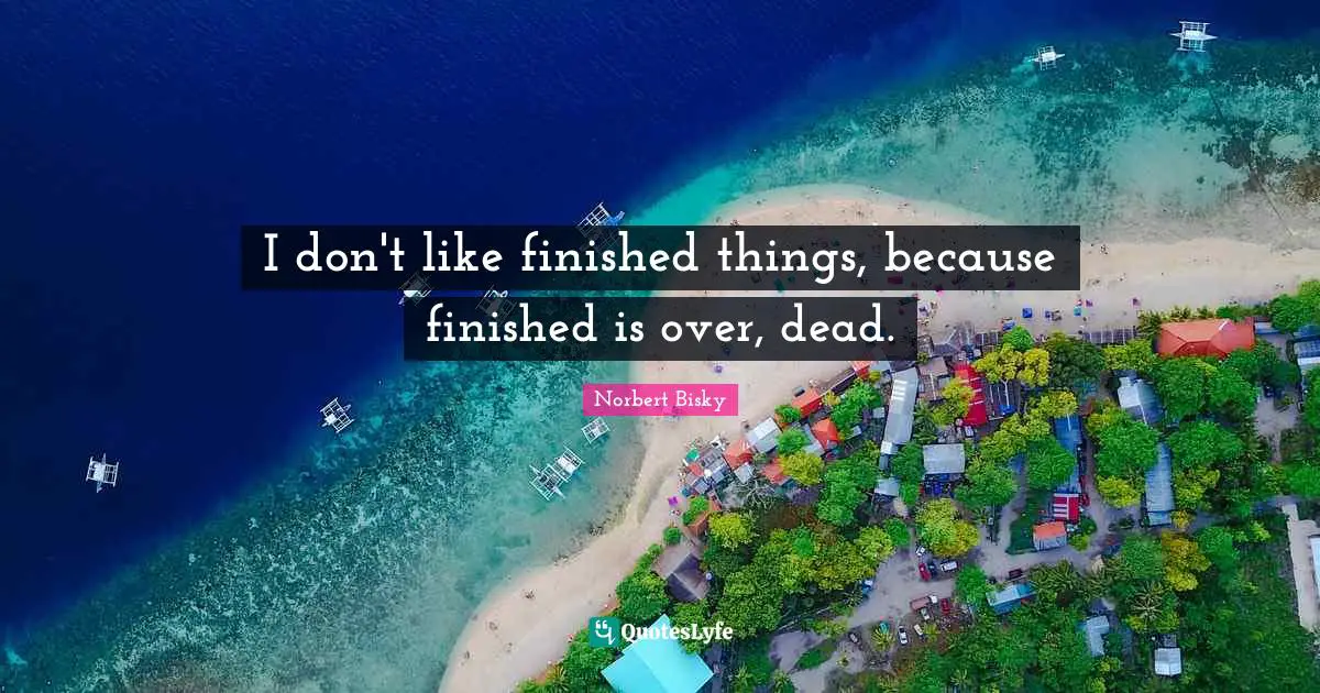 I don't like finished things, because finished is over, dead.