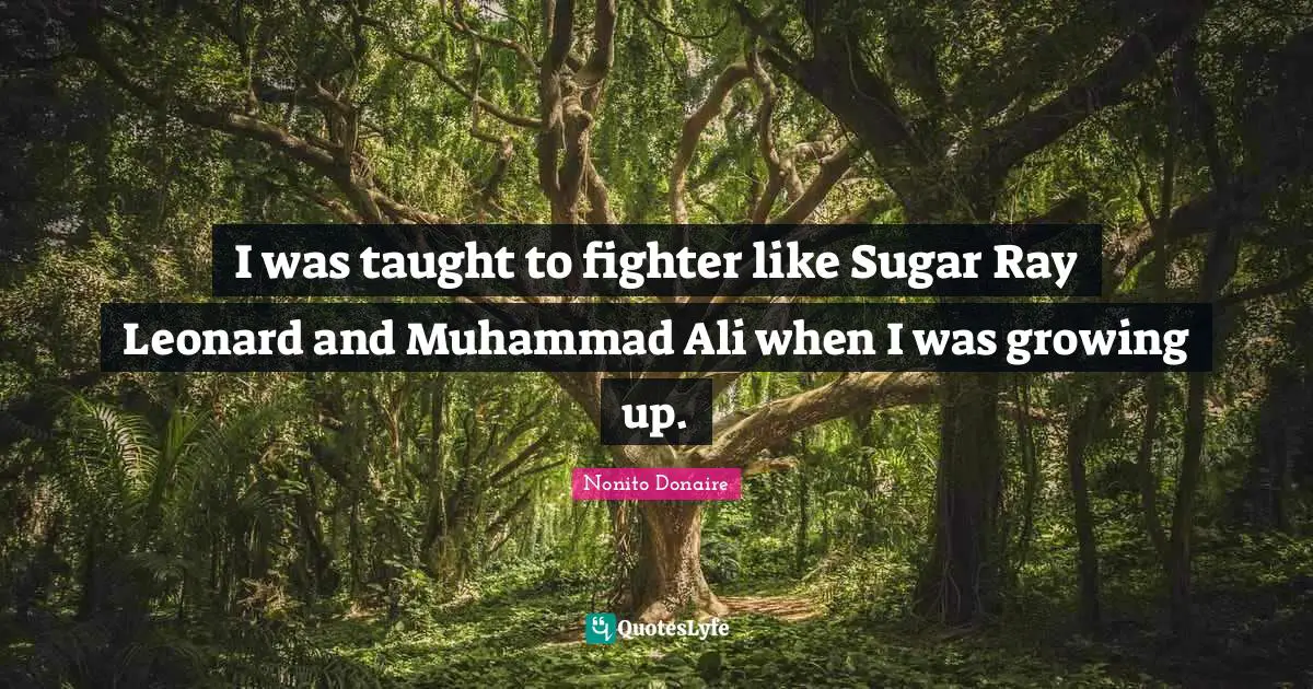 I was taught to fighter like Sugar Ray Leonard and Muhammad Ali when I was growing up.