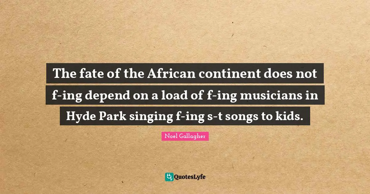 The fate of the African continent does not f-ing depend on a load of f-ing musicians in Hyde Park singing f-ing s-t songs to kids.