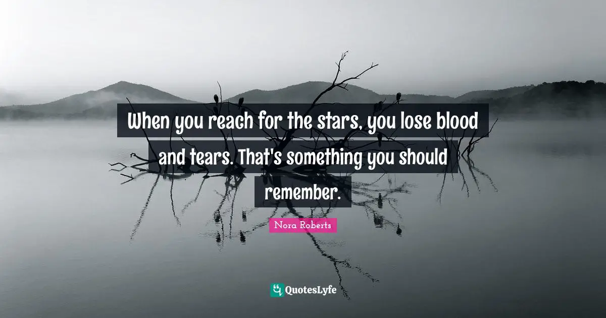 When you reach for the stars, you lose blood and tears. That's something you should remember.