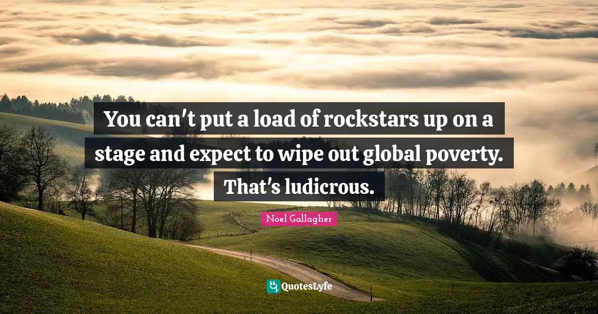 You can't put a load of rockstars up on a stage and expect to wipe out global poverty. That's ludicrous.