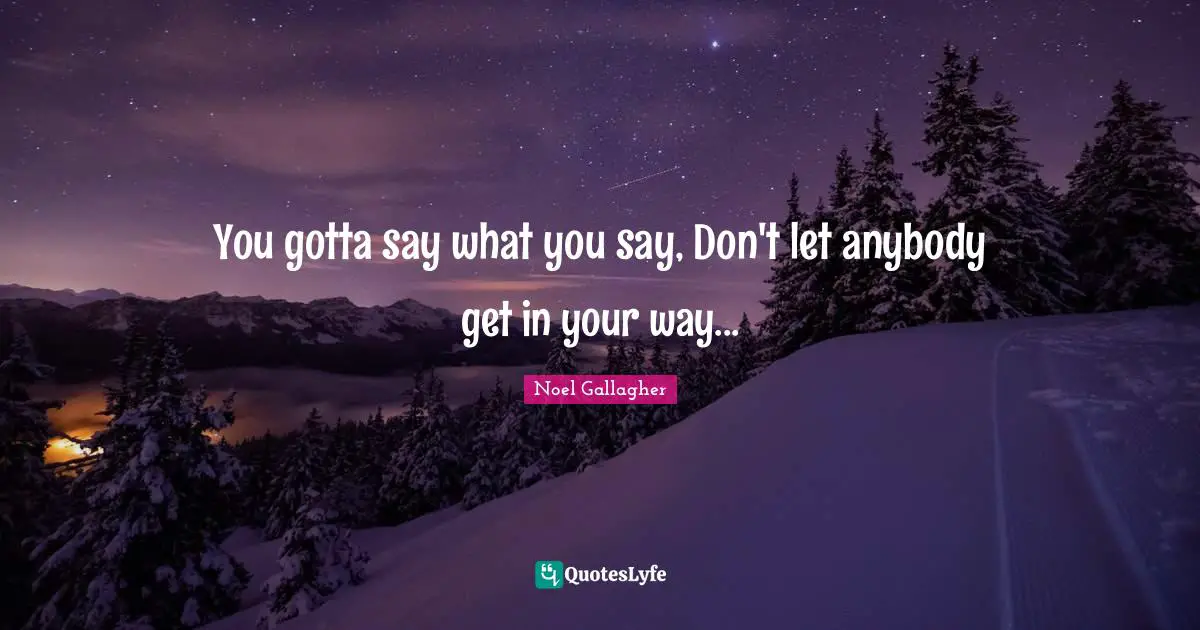Noel Gallagher Quotes: "You gotta say what you say, Don't let anybody get in your way..."