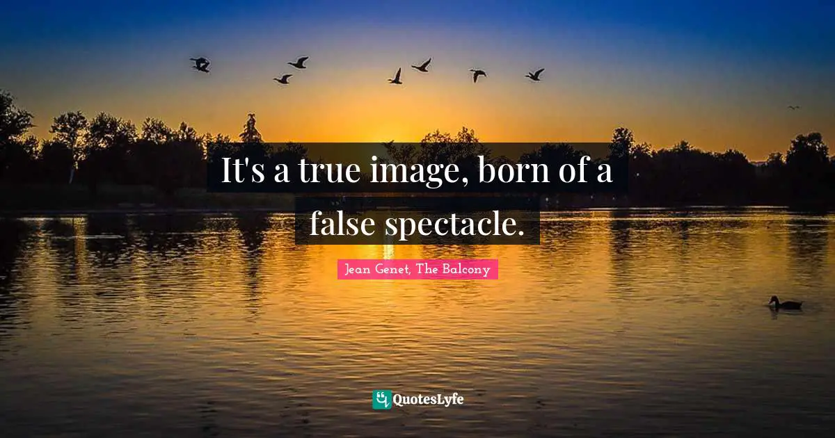 It's a true image, born of a false spectacle.