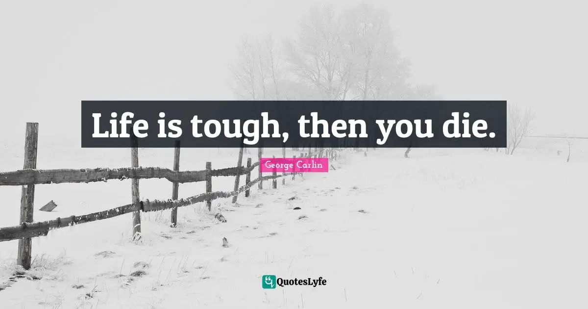 Life is tough, then you die.