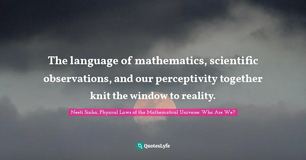 The language of mathematics, scientific observations, and our perceptivity together knit the window to reality.