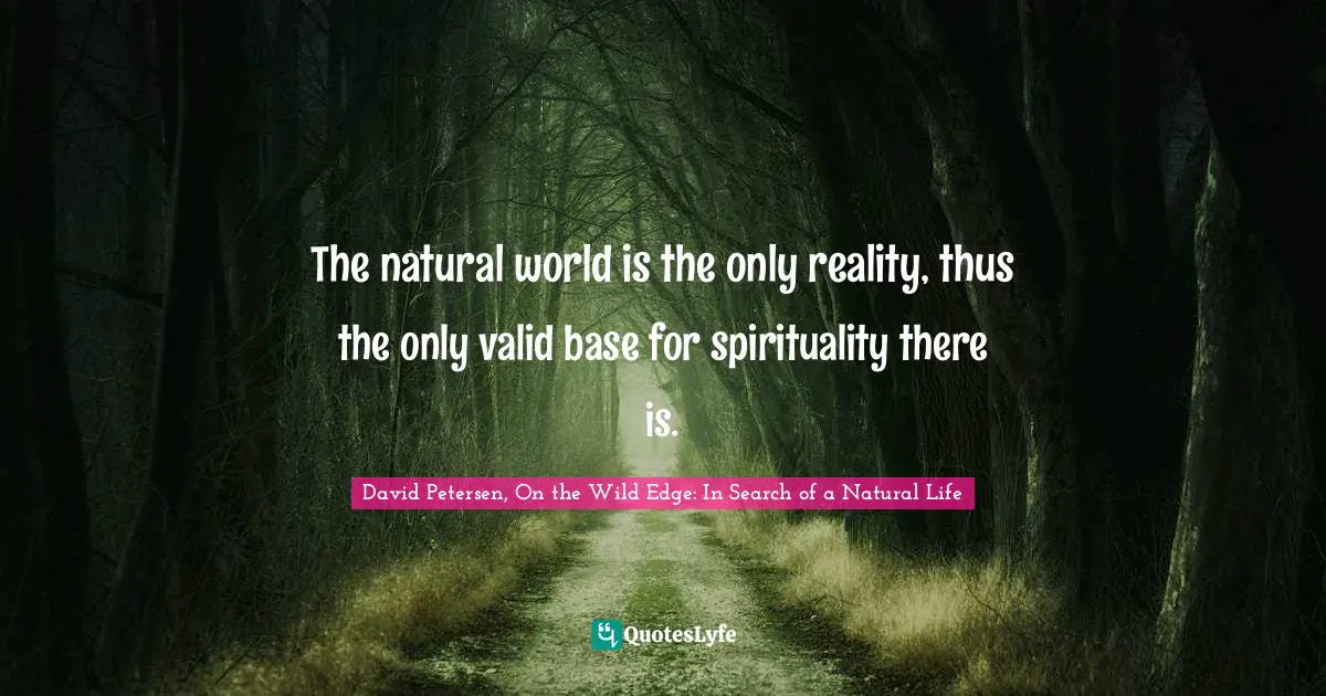 The natural world is the only reality, thus the only valid base for spirituality there is.