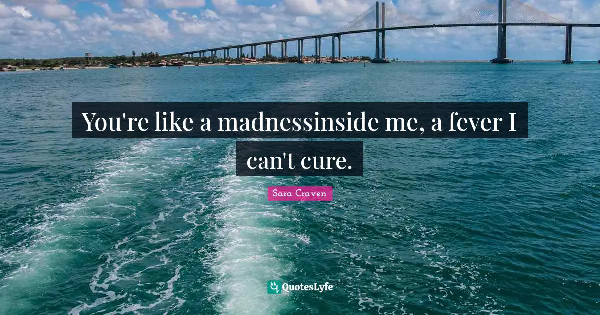 You're like a madnessinside me, a fever I can't cure.