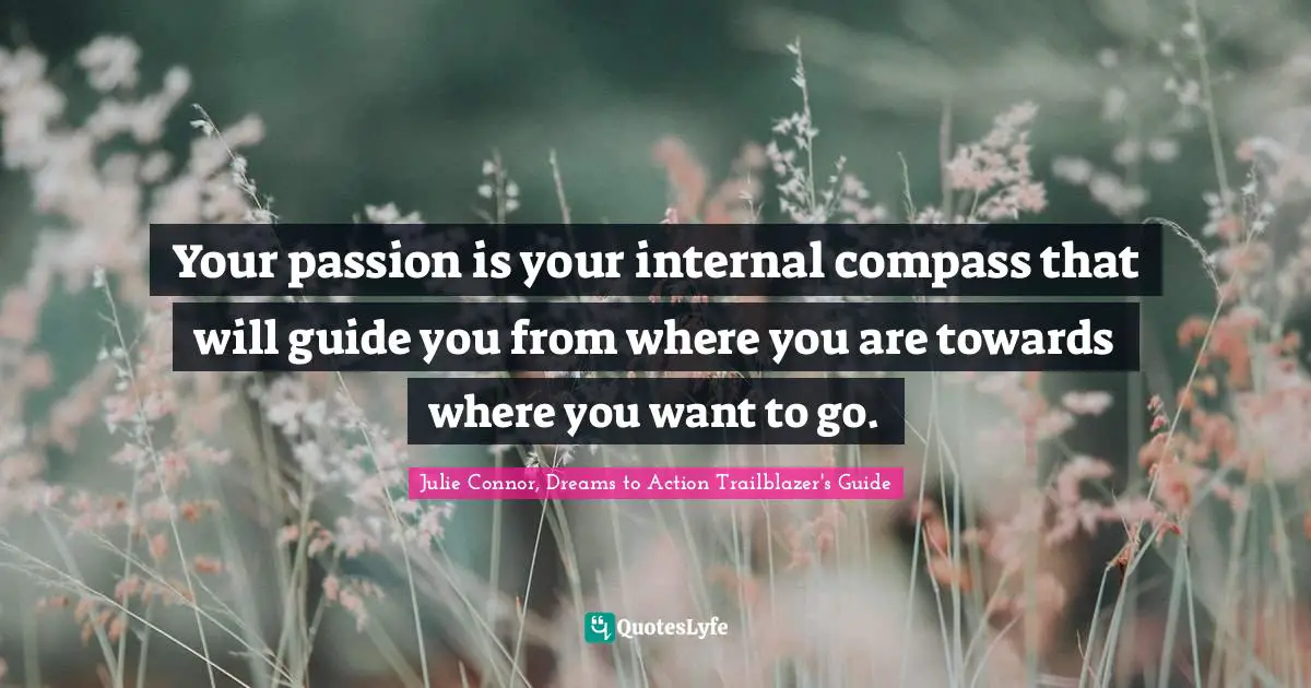 Your passion is your internal compass that will guide you from where you are towards where you want to go.
