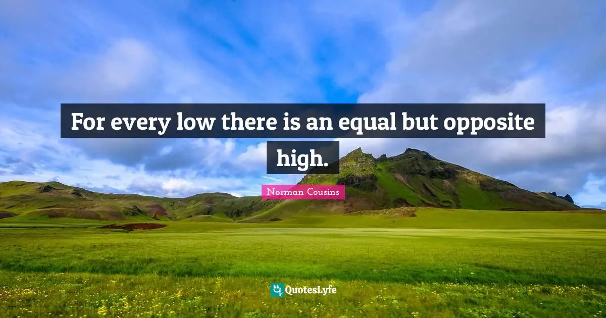 For every low there is an equal but opposite high.