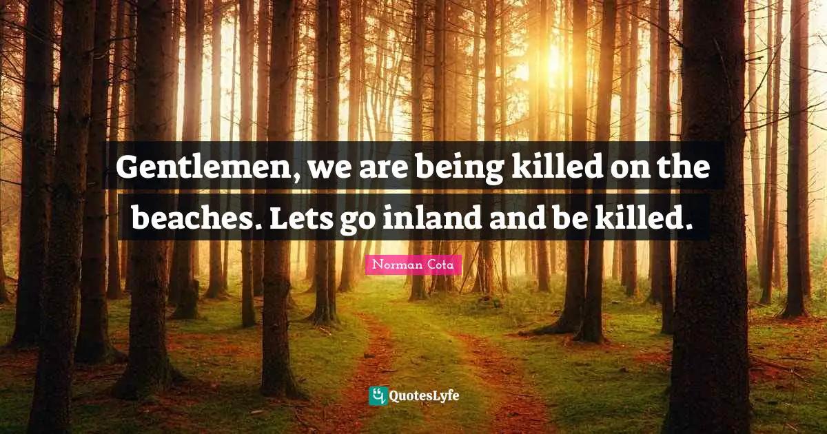 Gentlemen, we are being killed on the beaches. Lets go inland and be killed.