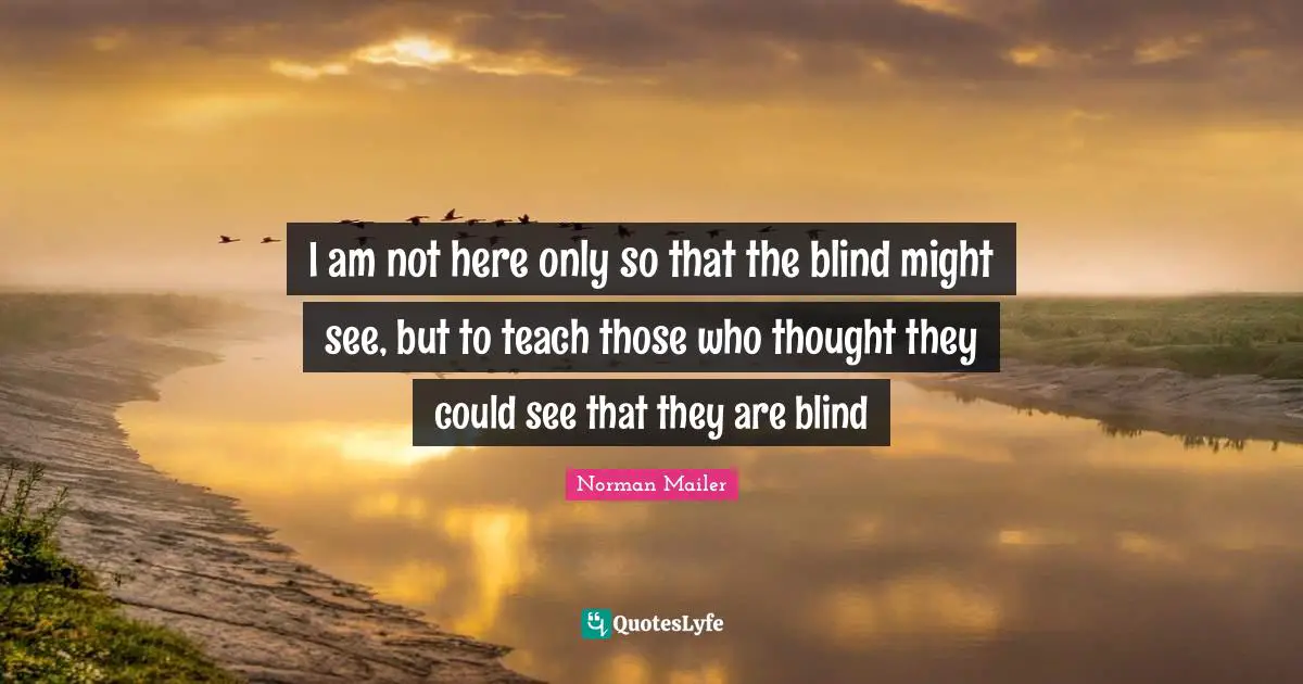 I am not here only so that the blind might see, but to teach those who thought they could see that they are blind